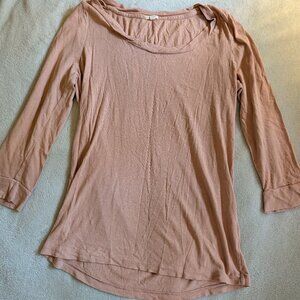 WOMEN'S J CREW SHIRT Medium M Mid Length Long Sleeve Peach Beige Tee T Soft